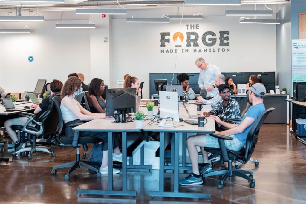 The Forge clients working in our drop-in space.