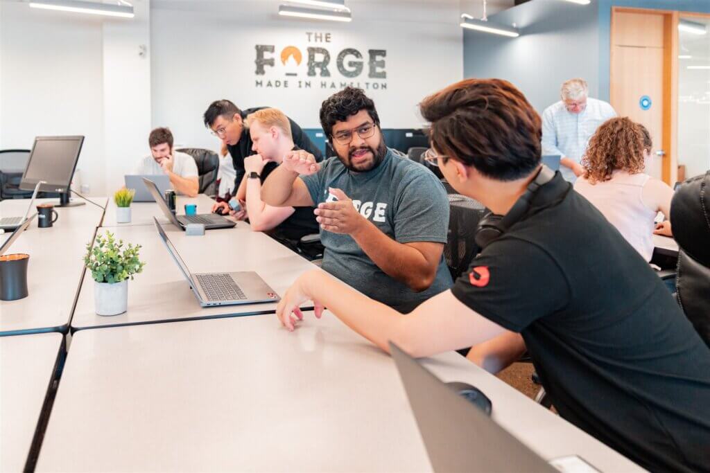 The Forge clients working in our drop-in space.